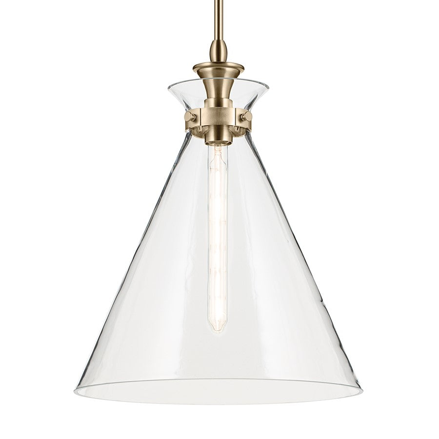 Kichler Laria 16" 1 Light Pendant, Champagne Bronze/Clear Glass