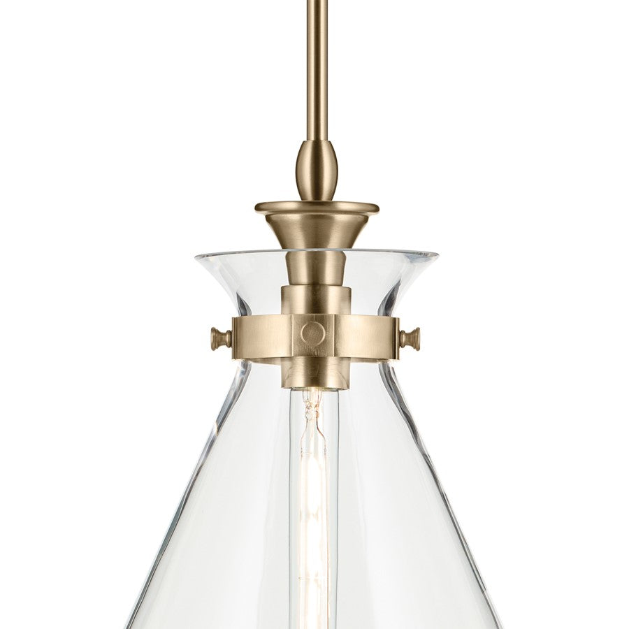 Kichler Laria 16" 1 Light Pendant, Champagne Bronze/Clear Glass