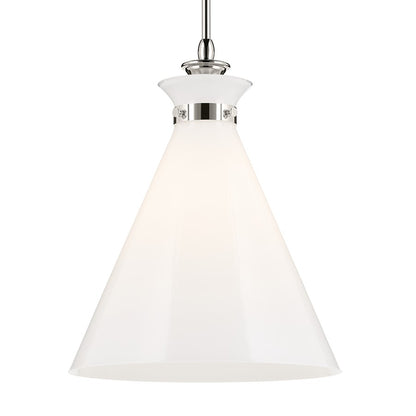 Kichler Laria 16" 1 Light Pendant, Polished Nickel/Opal Glass