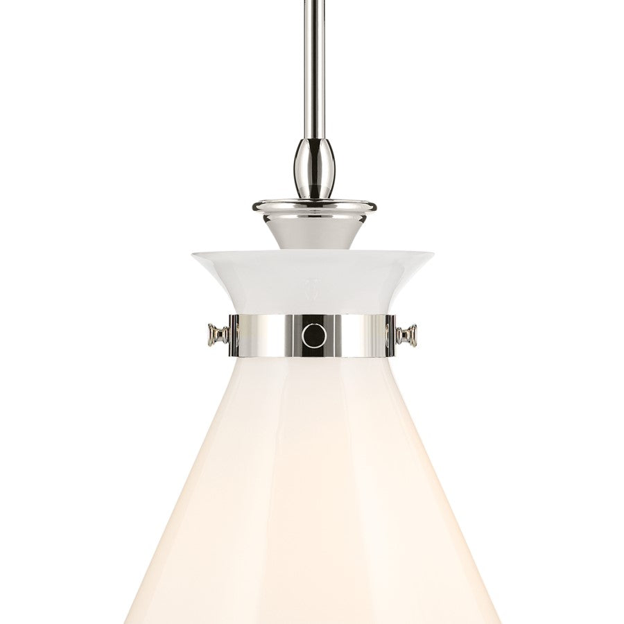 Kichler Laria 16" 1 Light Pendant, Polished Nickel/Opal Glass