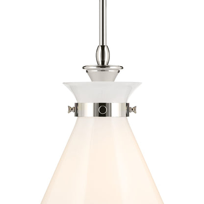 Kichler Laria 16" 1 Light Pendant, Polished Nickel/Opal Glass