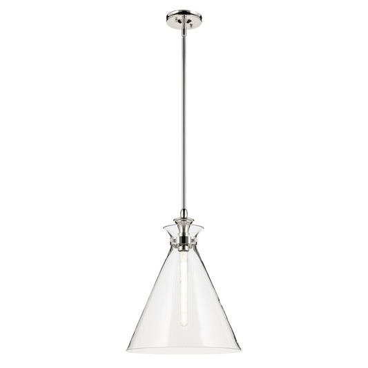 Kichler Laria 16" 1 Light Pendant, Polished Nickel/Clear Glass - 52775PNCLR