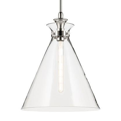 Kichler Laria 16" 1 Light Pendant, Polished Nickel/Clear Glass