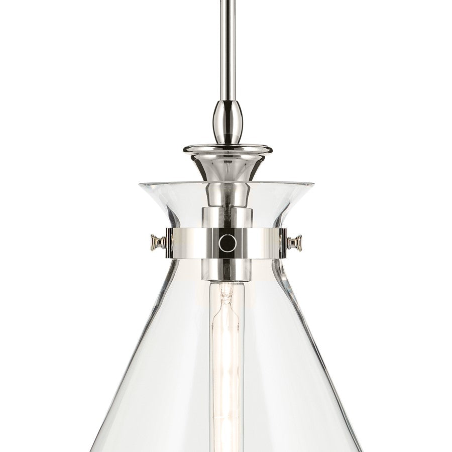 Kichler Laria 16" 1 Light Pendant, Polished Nickel/Clear Glass