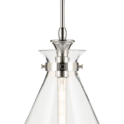 Kichler Laria 16" 1 Light Pendant, Polished Nickel/Clear Glass