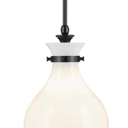 Kichler Laria 9.75" 1 Light Pendant, Black/Opal Glass