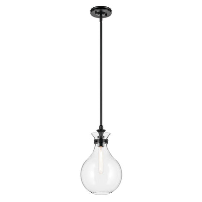 Kichler Laria 9.75" 1 Light Pendant, Black/Clear Glass - 52776BKCLR