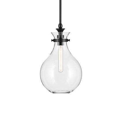 Kichler Laria 9.75" 1 Light Pendant, Black/Clear Glass