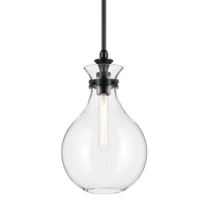 Kichler Laria 9.75" 1 Light Pendant, Black/Clear Glass