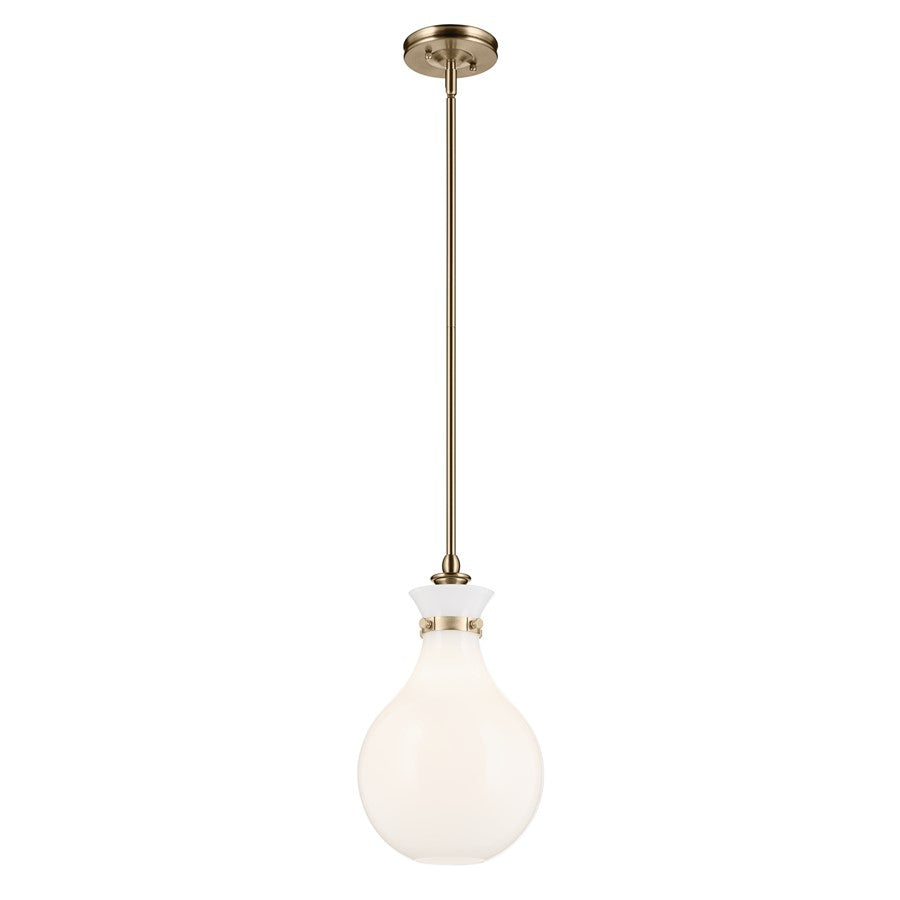 Kichler Laria 9.75" 1 Light Pendant, Champagne Bronze/Opal Glass - 52776CPZ