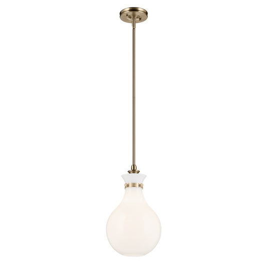 Kichler Laria 9.75" 1 Light Pendant, Champagne Bronze/Opal Glass - 52776CPZ