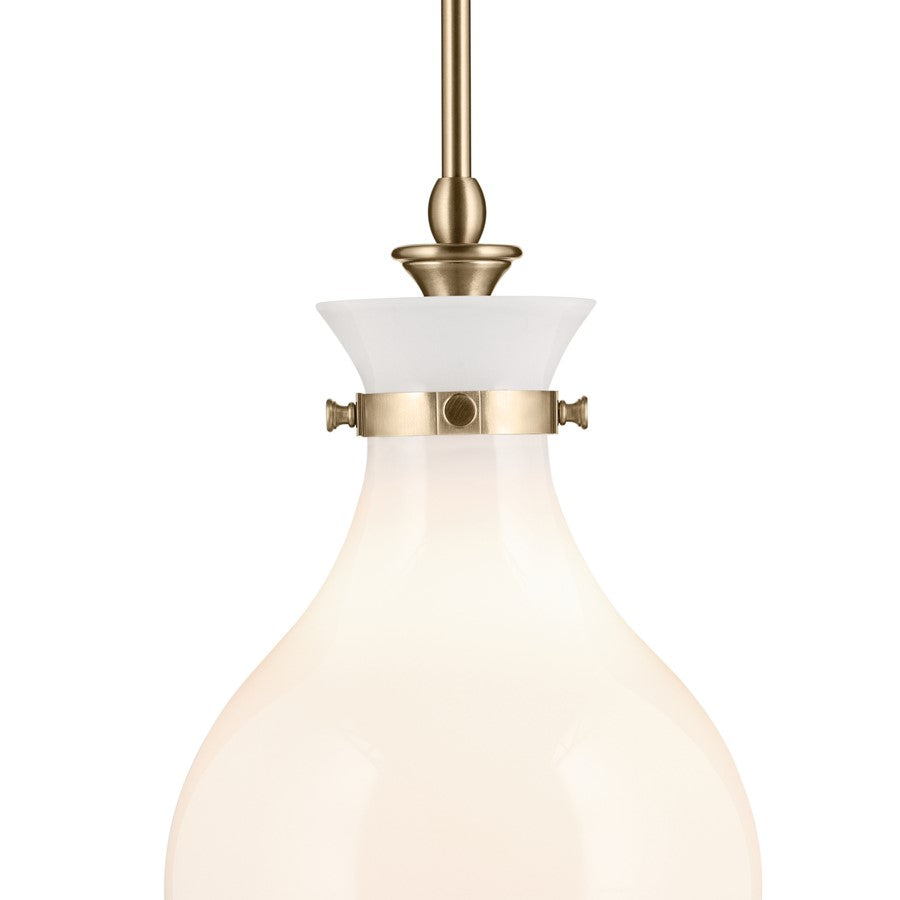 Kichler Laria 9.75" 1 Light Pendant, Champagne Bronze/Opal Glass