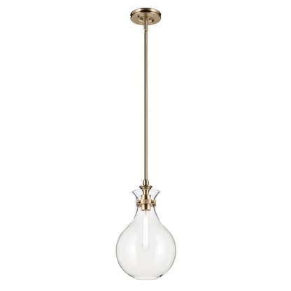 Kichler Laria 9.75" 1 Light Pendant, Champagne Bronze/Clear Glass - 52776CPZCLR