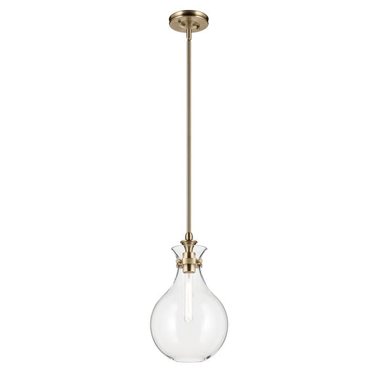Kichler Laria 9.75" 1 Light Pendant, Champagne Bronze/Clear Glass - 52776CPZCLR