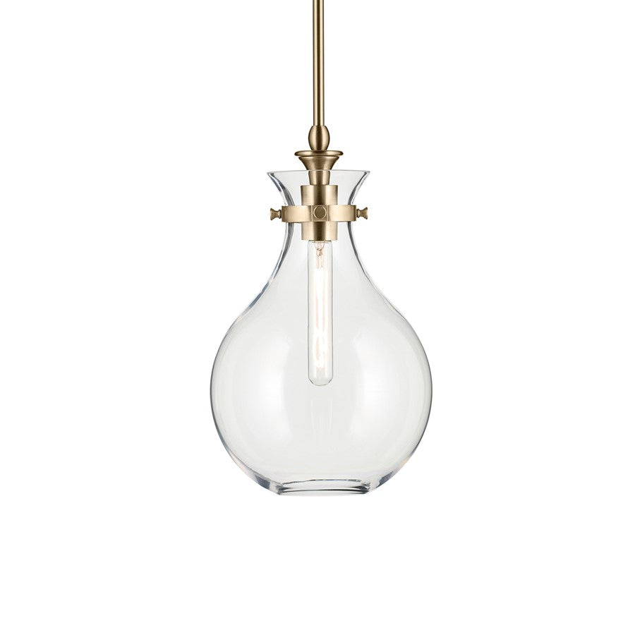 Kichler Laria 9.75" 1 Light Pendant, Champagne Bronze/Clear Glass