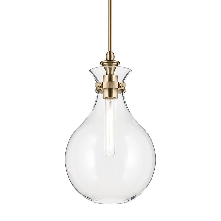 Kichler Laria 9.75" 1 Light Pendant, Champagne Bronze/Clear Glass