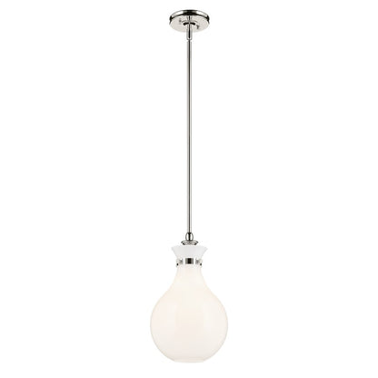 Kichler Laria 9.75" 1 Light Pendant, Polished Nickel/Opal Glass - 52776PN