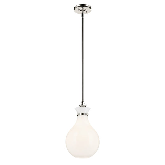 Kichler Laria 9.75" 1 Light Pendant, Polished Nickel/Opal Glass - 52776PN