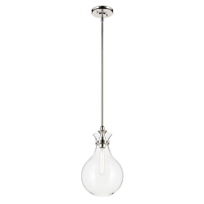 Kichler Laria 9.75" 1 Light Pendant, Polished Nickel/Clear Glass - 52776PNCLR