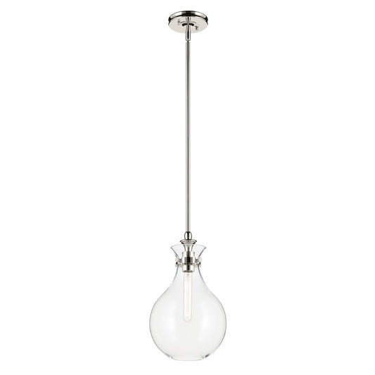 Kichler Laria 9.75" 1 Light Pendant, Polished Nickel/Clear Glass - 52776PNCLR