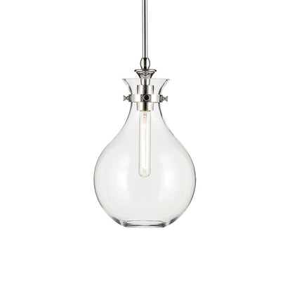 Kichler Laria 9.75" 1 Light Pendant, Polished Nickel/Clear Glass