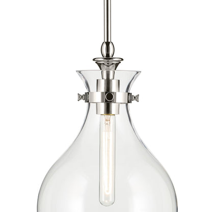 Kichler Laria 9.75" 1 Light Pendant, Polished Nickel/Clear Glass