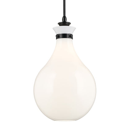 Kichler Laria 14" 1 Light Pendant, Black/Opal Glass