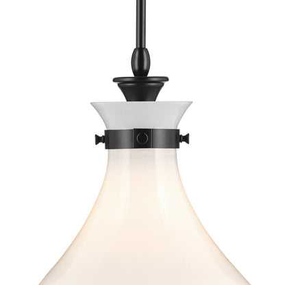 Kichler Laria 14" 1 Light Pendant, Black/Opal Glass