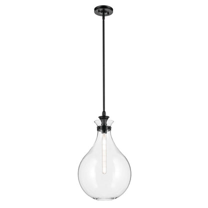 Kichler Laria 14" 1 Light Pendant, Black/Clear Glass - 52777BKCLR