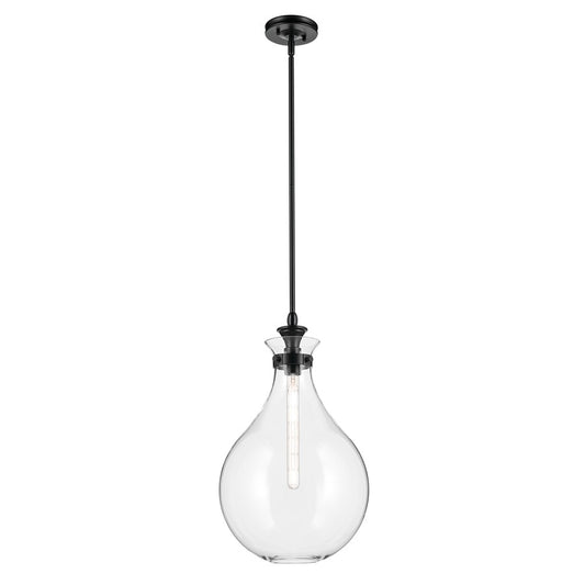 Kichler Laria 14" 1 Light Pendant, Black/Clear Glass - 52777BKCLR
