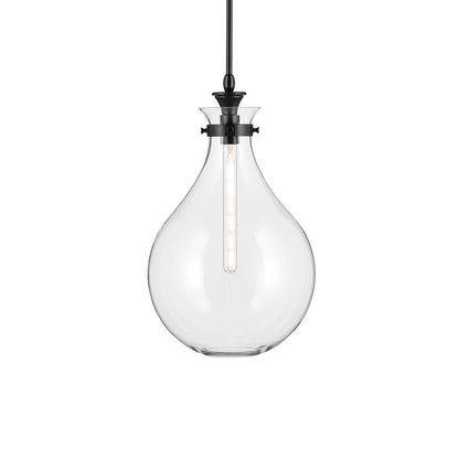 Kichler Laria 14" 1 Light Pendant, Black/Clear Glass