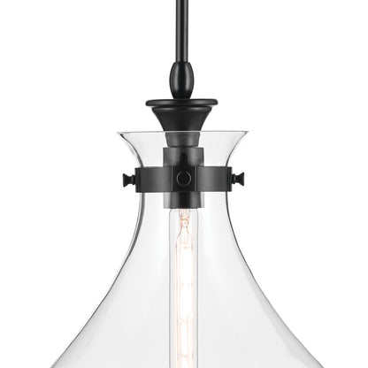 Kichler Laria 14" 1 Light Pendant, Black/Clear Glass