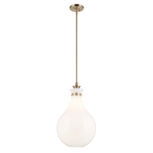 Kichler Laria 14" 1 Light Pendant, Champagne Bronze/Opal Glass - 52777CPZ