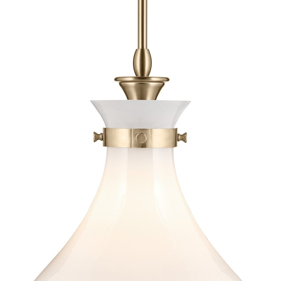 Kichler Laria 14" 1 Light Pendant, Champagne Bronze/Opal Glass