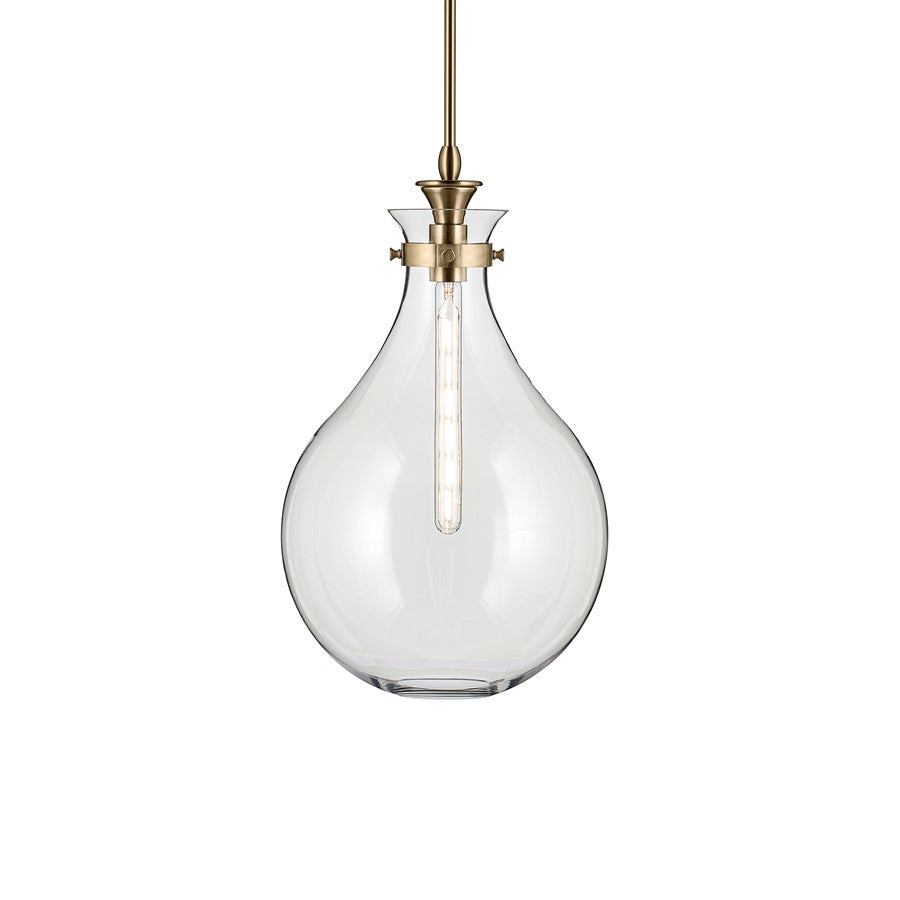Kichler Laria 14" 1 Light Pendant, Champagne Bronze/Clear Glass