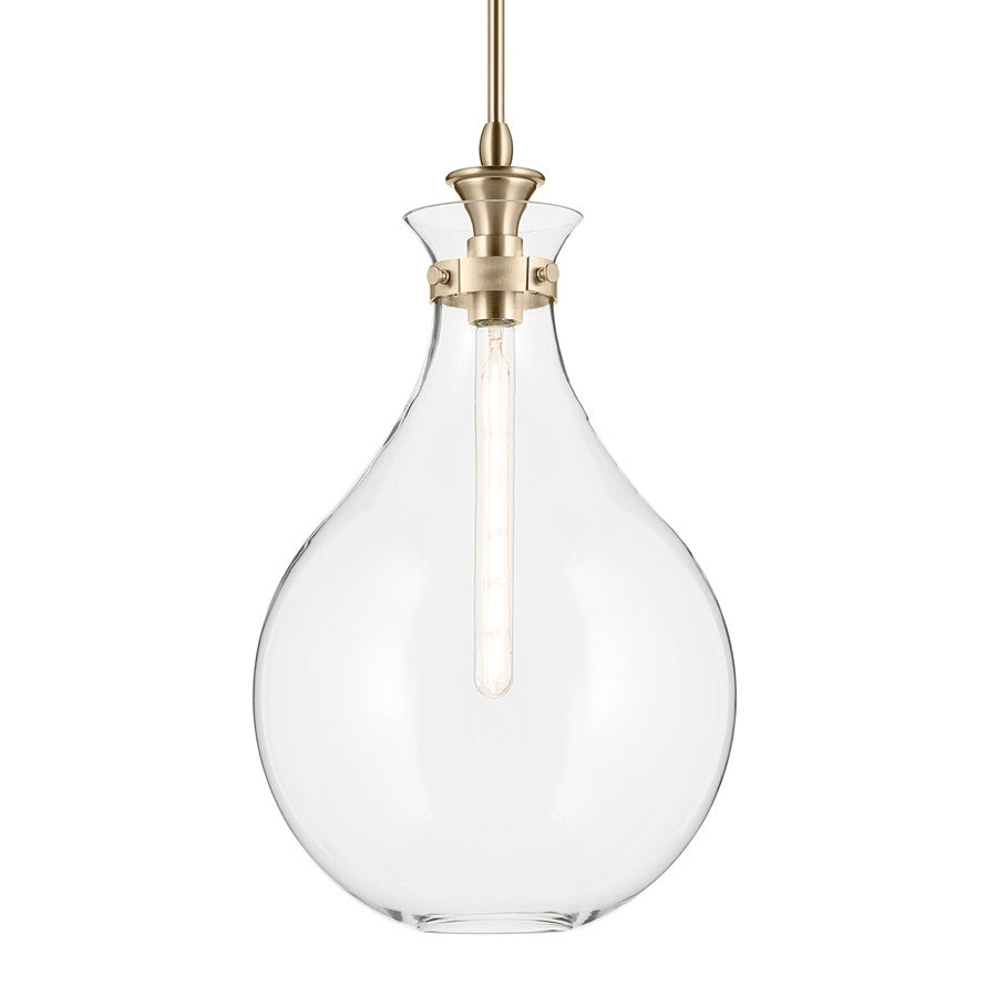 Kichler Laria 14" 1 Light Pendant, Champagne Bronze/Clear Glass
