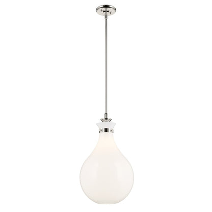 Kichler Laria 14" 1 Light Pendant, Polished Nickel/Opal Glass - 52777PN