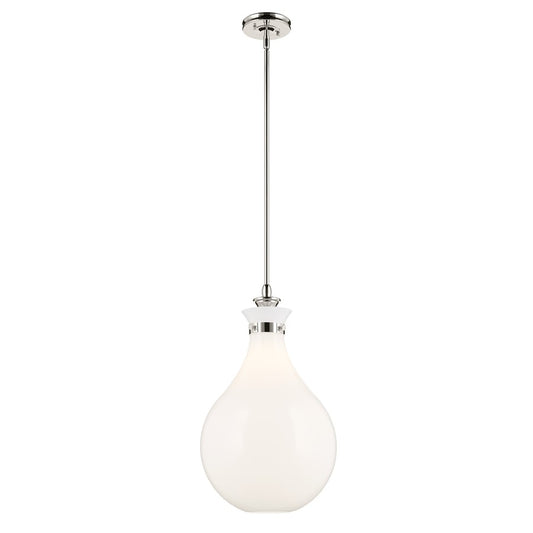 Kichler Laria 14" 1 Light Pendant, Polished Nickel/Opal Glass - 52777PN