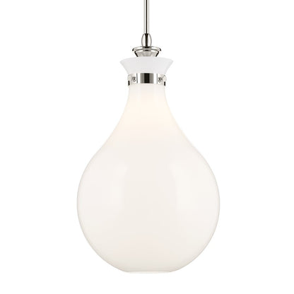 Kichler Laria 14" 1 Light Pendant, Polished Nickel/Opal Glass