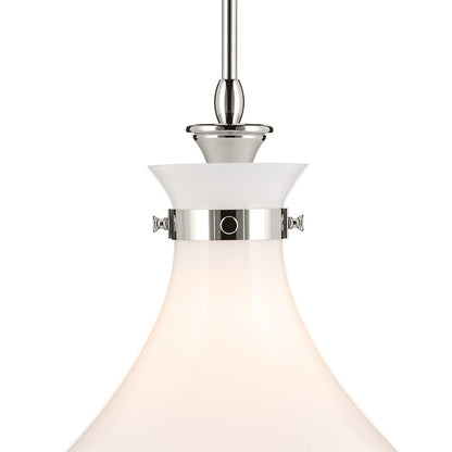 Kichler Laria 14" 1 Light Pendant, Polished Nickel/Opal Glass