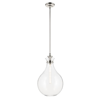 Kichler Laria 14" 1 Light Pendant, Polished Nickel/Clear Glass - 52777PNCLR