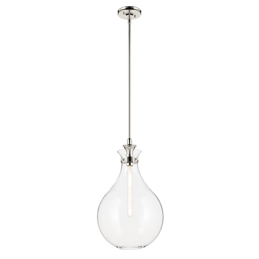 Kichler Laria 14" 1 Light Pendant, Polished Nickel/Clear Glass - 52777PNCLR