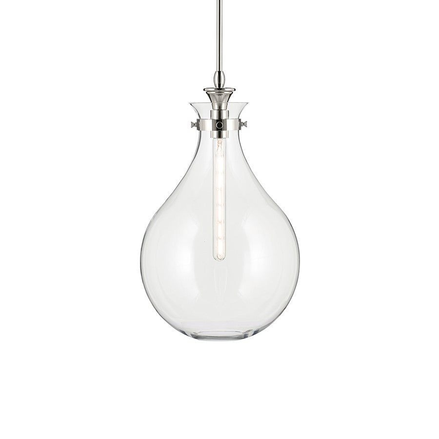 Kichler Laria 14" 1 Light Pendant, Polished Nickel/Clear Glass