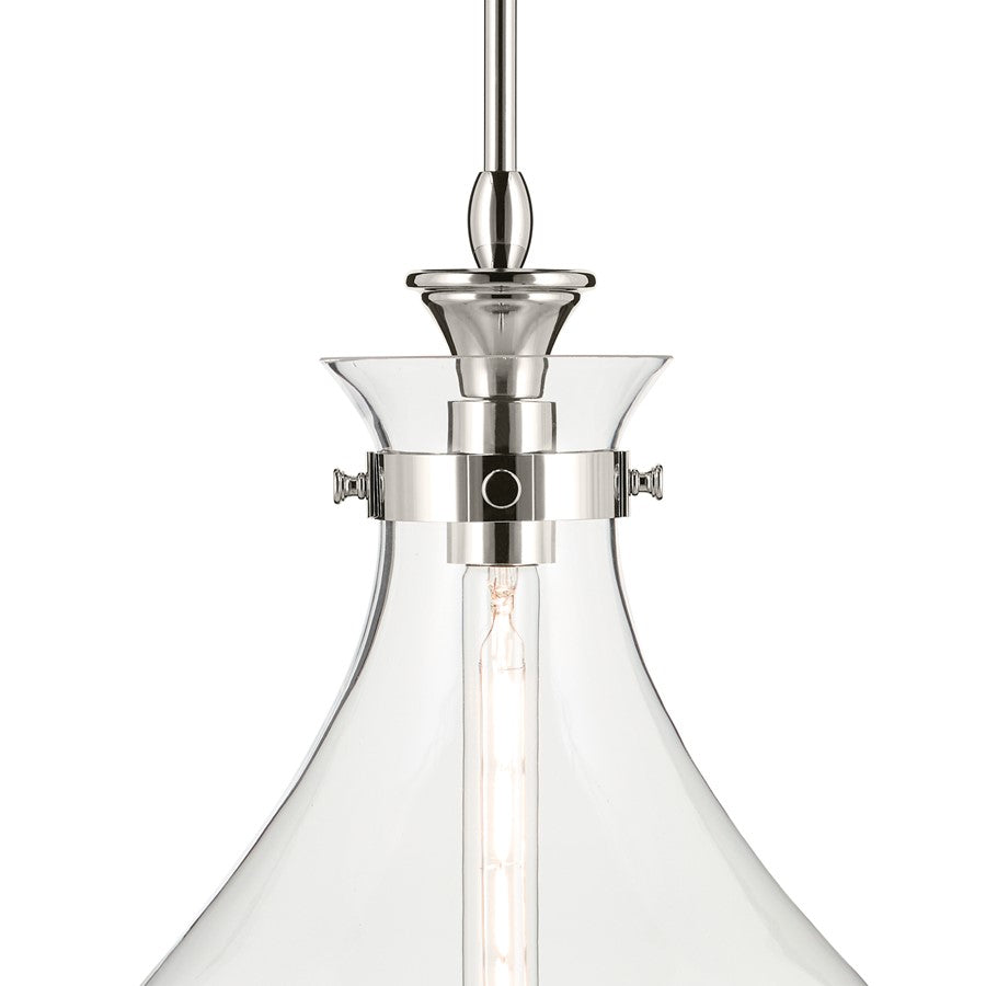 Kichler Laria 14" 1 Light Pendant, Polished Nickel/Clear Glass