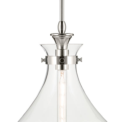Kichler Laria 14" 1 Light Pendant, Polished Nickel/Clear Glass