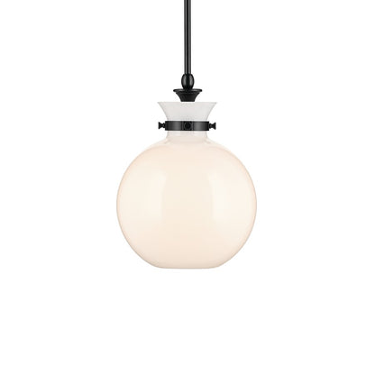 Kichler Laria 10.25" 1 Light Pendant, Black/Opal Glass