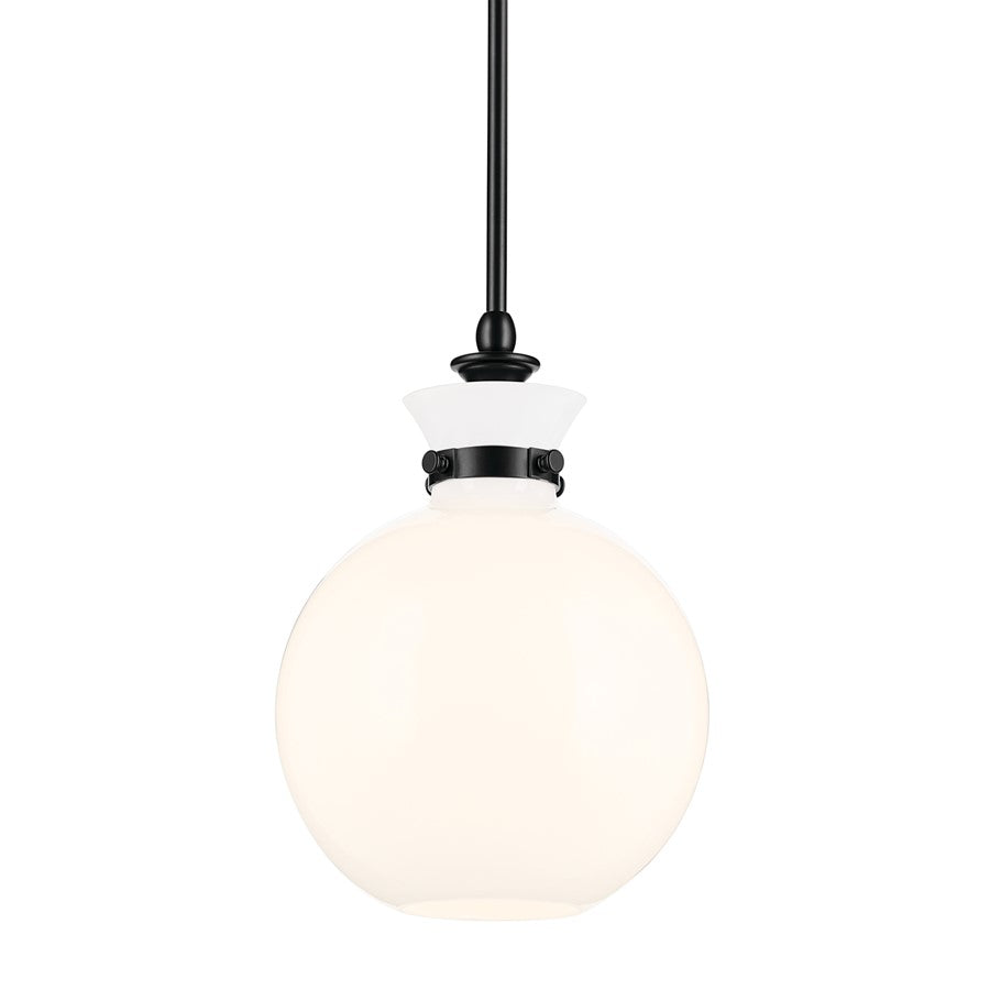 Kichler Laria 10.25" 1 Light Pendant, Black/Opal Glass