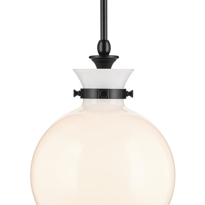 Kichler Laria 10.25" 1 Light Pendant, Black/Opal Glass