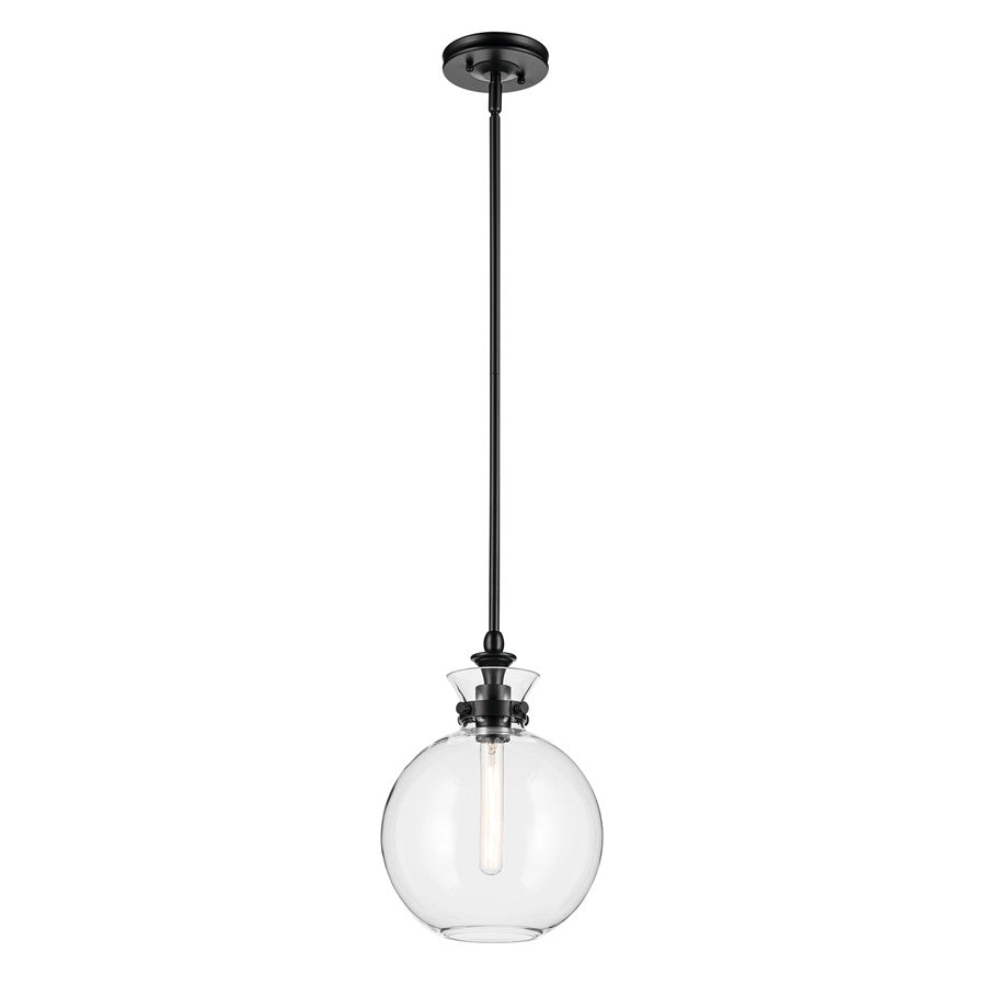 Kichler Laria 10.25" 1 Light Pendant, Black/Clear Glass - 52778BKCLR