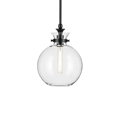 Kichler Laria 10.25" 1 Light Pendant, Black/Clear Glass